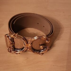 Dolce & Gabbana Tan Belt with Gold Buckle